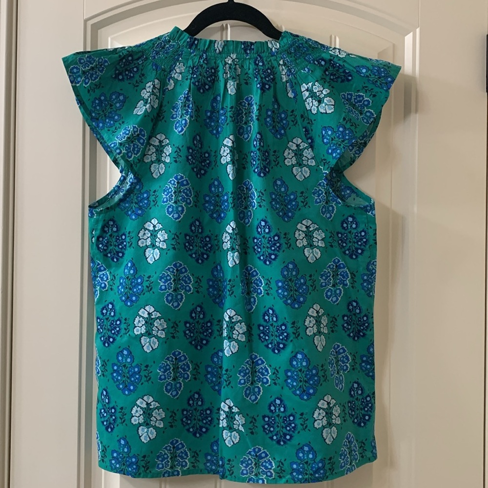 J. Crew Factory flutter sleeve top in Dublin green, size small, NWT - Picture 3 of 3